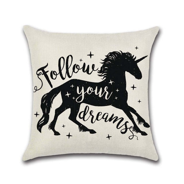 Black and White Unicorn Pillowcase