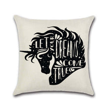 Load image into Gallery viewer, Black and White Unicorn Pillowcase