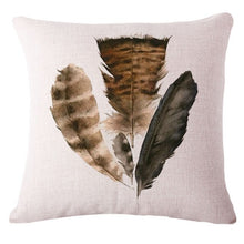 Load image into Gallery viewer, Watercolor Stone Feather Linen Pillow Case