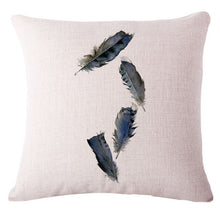 Load image into Gallery viewer, Watercolor Stone Feather Linen Pillow Case