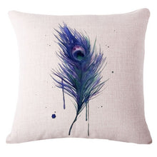 Load image into Gallery viewer, Watercolor Stone Feather Linen Pillow Case