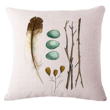 Load image into Gallery viewer, Watercolor Stone Feather Linen Pillow Case