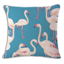 Load image into Gallery viewer, Cartoon Flamingo Linen Pillowcase