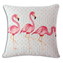 Load image into Gallery viewer, Cartoon Flamingo Linen Pillowcase