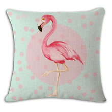 Load image into Gallery viewer, Cartoon Flamingo Linen Pillowcase