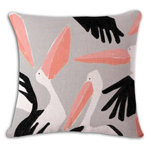 Load image into Gallery viewer, Cartoon Flamingo Linen Pillowcase
