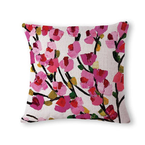 Colorful Flower Linen Pillowcase