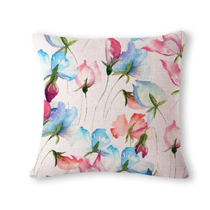 Colorful Flower Linen Pillowcase