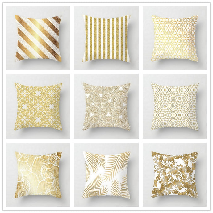 Gold Striped Pillow Case