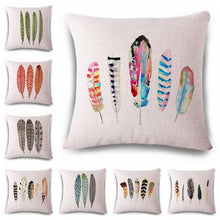 Load image into Gallery viewer, Feather Linen Pillowcase