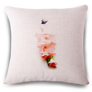 Beautiful Flower Linen Pillowcase