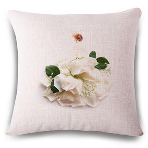 Beautiful Flower Linen Pillowcase