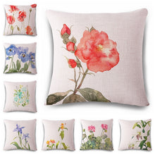 Load image into Gallery viewer, Bright-coloured Flower Linen Pillowcase