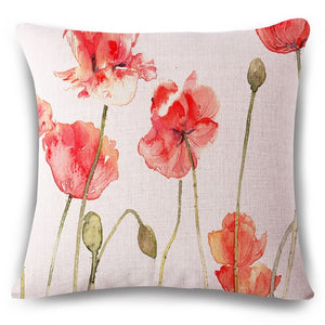 Bright-coloured Flower Linen Pillowcase
